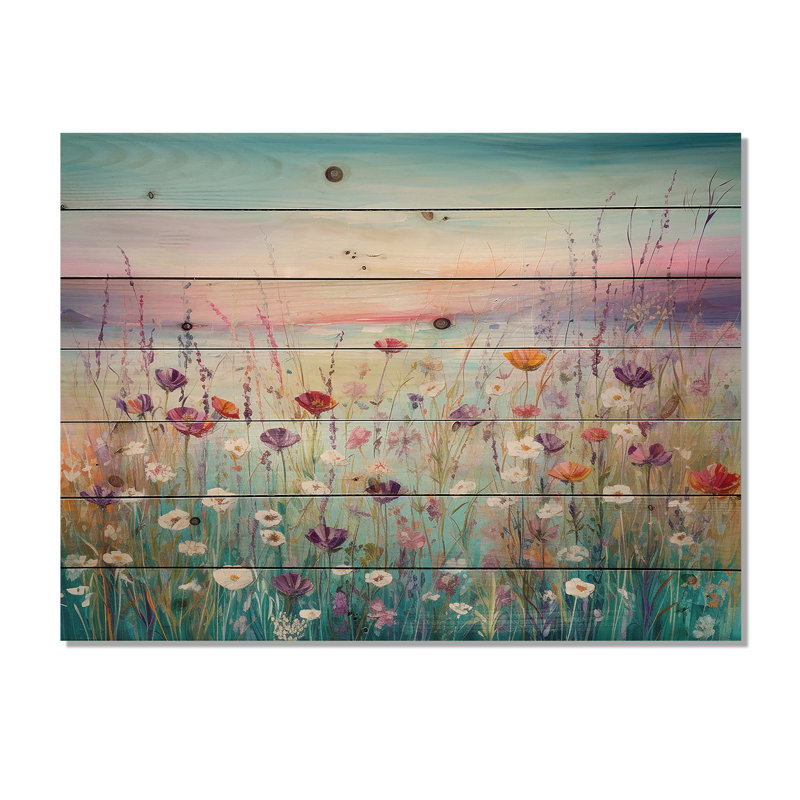 Gober - Décoration murale en bois floral sur bois de pin naturel, H 24 po x l 32 po