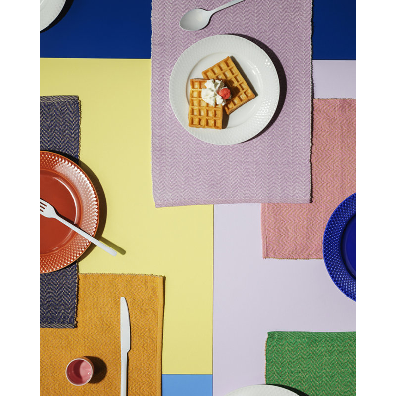 Rhombe Color Cotton Herringbone Rectangle Placemat, Yellow