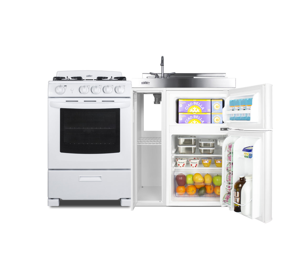 Summit Appliance All-In-One Combo Kitchens 3.2 Cubic Feet Kitchenette Mini Fridge with Freezer Summit Appliance