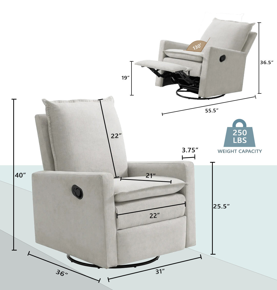 Uptown Swivel Glider, Sand Polyester