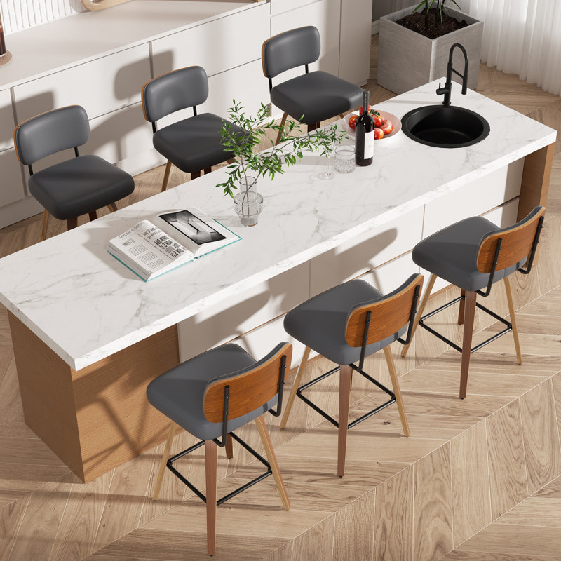 Tabouret pivotant rembourré à hauteur de bar, 6, Gris foncé