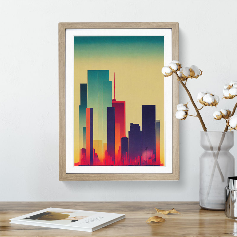Sweet City Skyline Abstract - Framed Print, Oak Framed, 34cm H x 25cm W x 2cm D