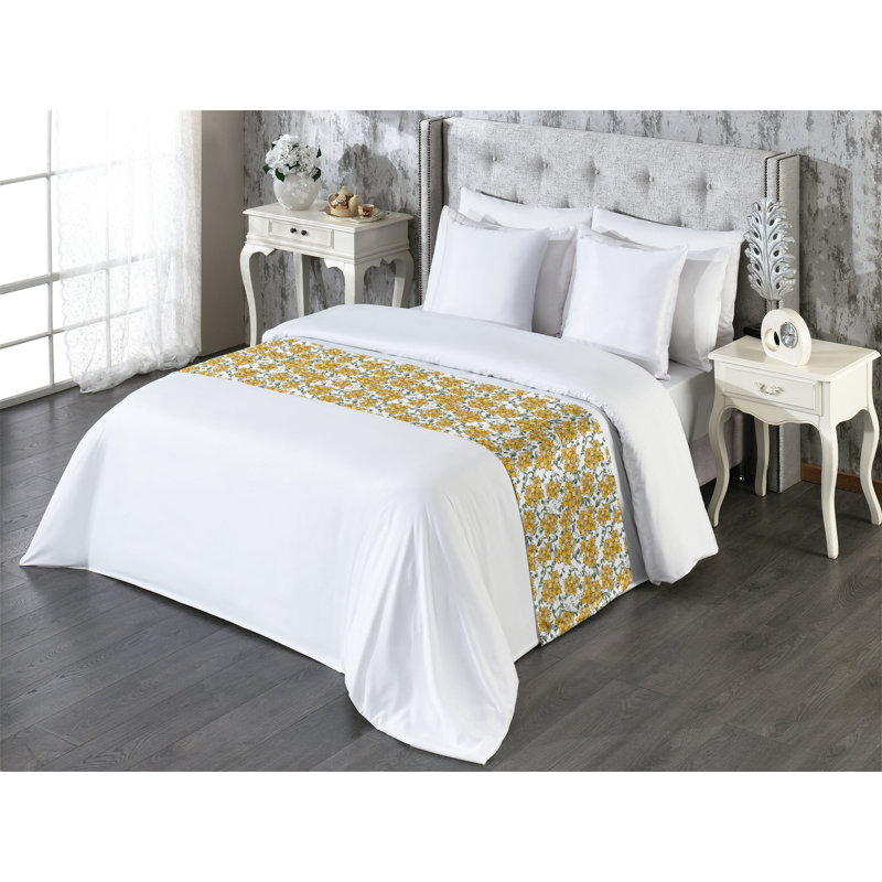 Motif graphique de fleurs Ambesonne, Très grand lit