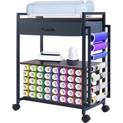 68.6cm x 35.1cm Solid Wood Crafting Storage Cabinet with Sewing Machine Platform and Wheels