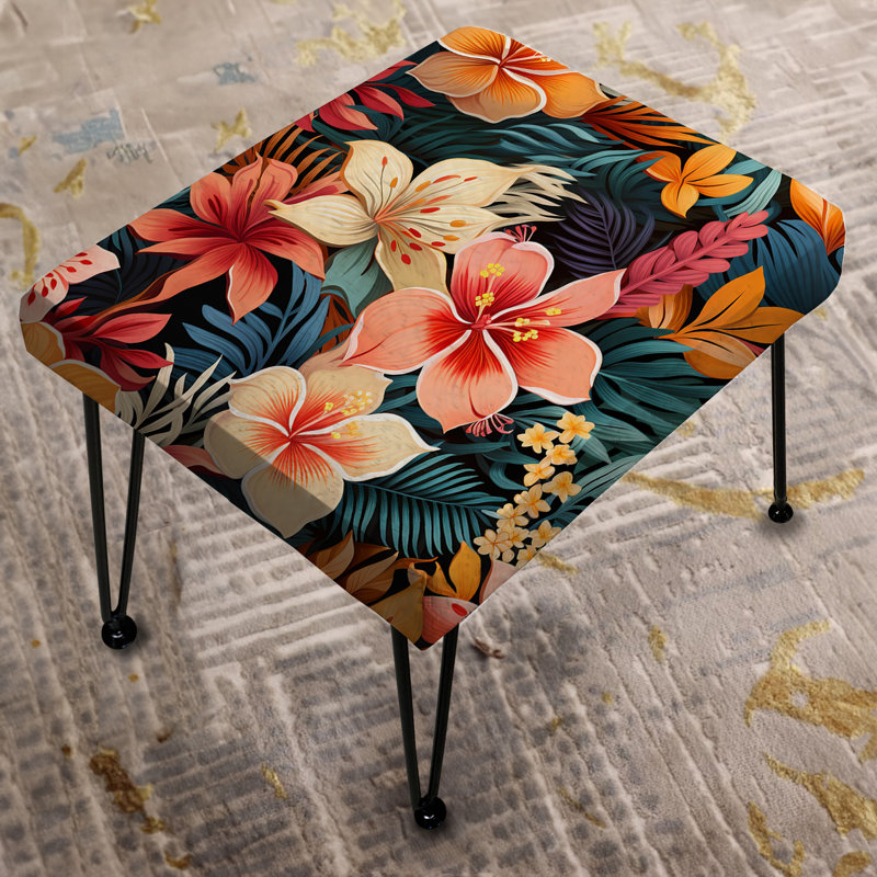 Playful Multicolor Jungle Botanical Pattern - Botanical Rectangle Ottoman