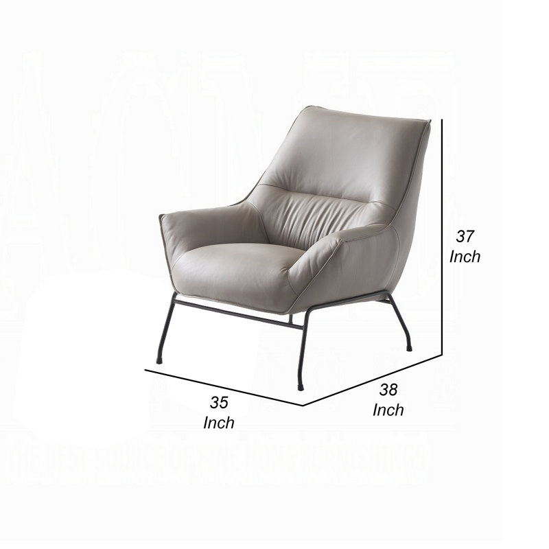 Ensemble de fauteuil d'appoint et repose-pieds 2 pièces Abela, cuir fleur, Cuir véritable brun grès