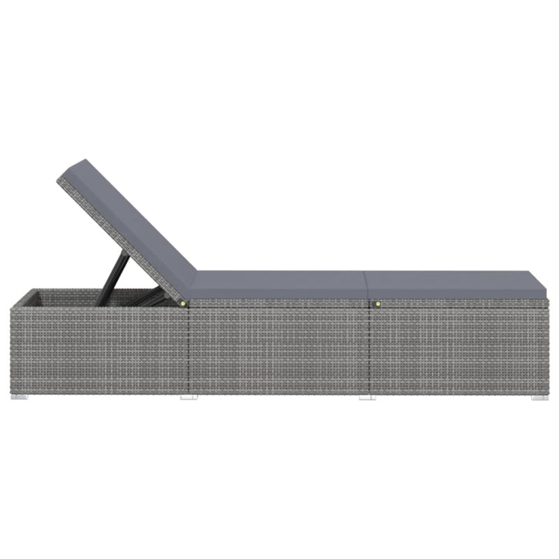 Silvestro 78" Long Single chaise with Cushions, Gray, Light Brown