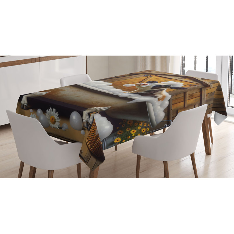 Jathushan Rectangle No Pattern Microfiber Tablecloth, 90" Rectangle
