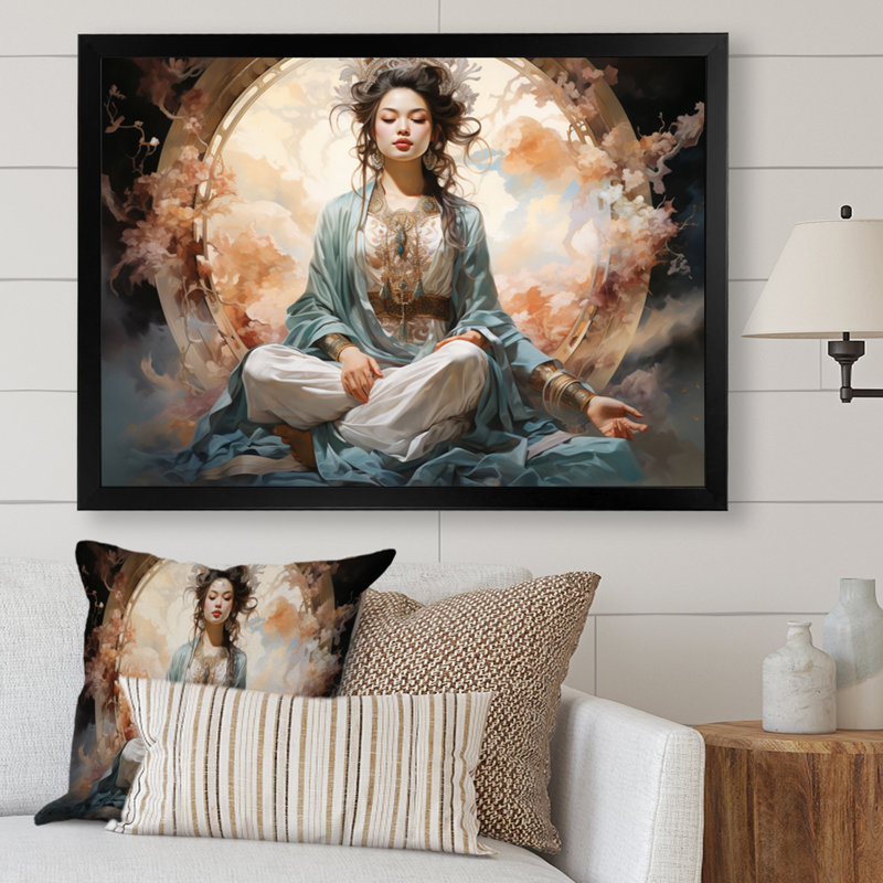 Art asiatique, bodhisattva Grace I - impression, Cadre photo noir, H 34 po x l 44 po x P 1,5 po