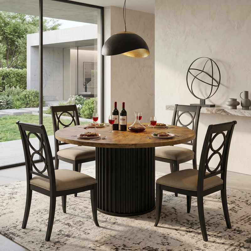Walnut Dining Table, Black/Brown