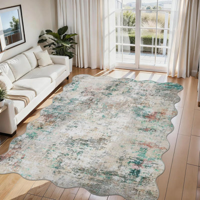 Rectangle Abstract Washable Area Rug