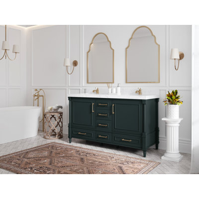 Aberdeen 60'' Double Bathroom Vanity with Quartz Top