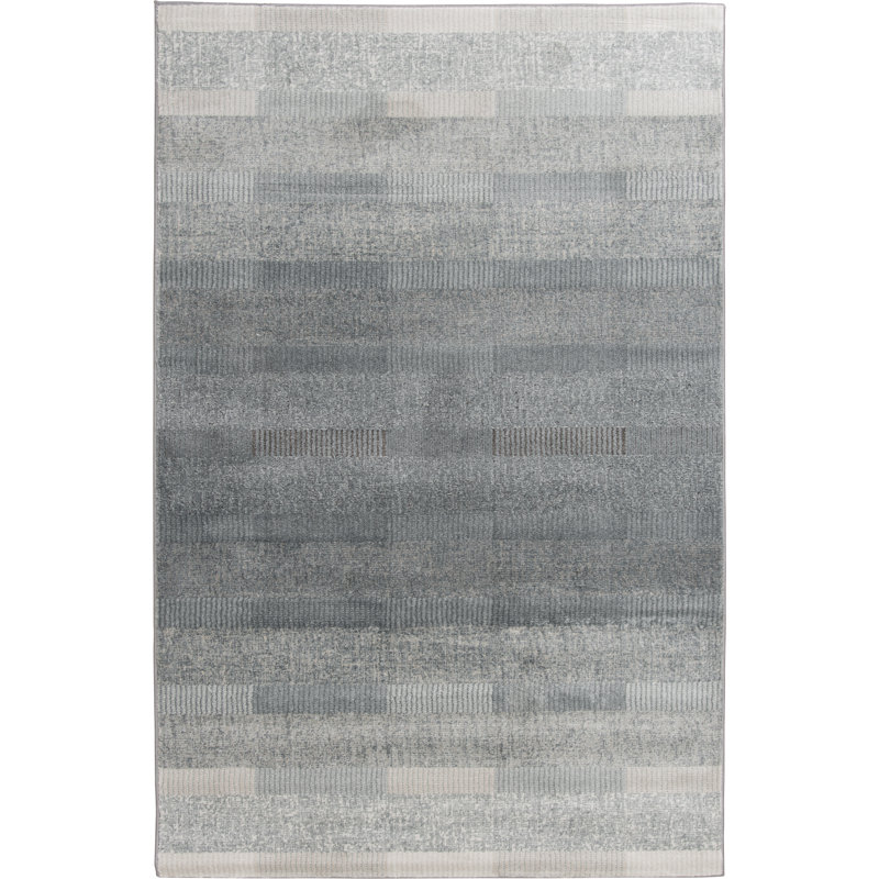 Bungalow Rose Puryear Gray/Blue Abstract Indoor Polypropylene Area Rug, Rectangle 7'10.5" x 9'10.1"