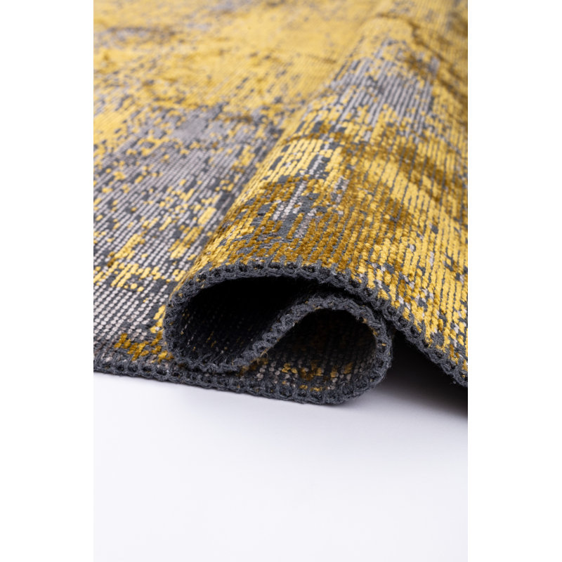 Rapture Dark Gray/Yellow Abstract Luxury Area Rug, Rectangle 7'10" x 9'10"