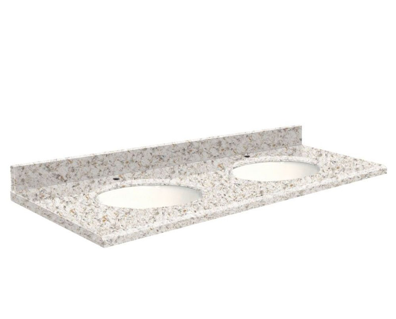Plateau de salle de bain double 61 po meuble-lavabo, Blanc, Plaisir amande, Monotrou