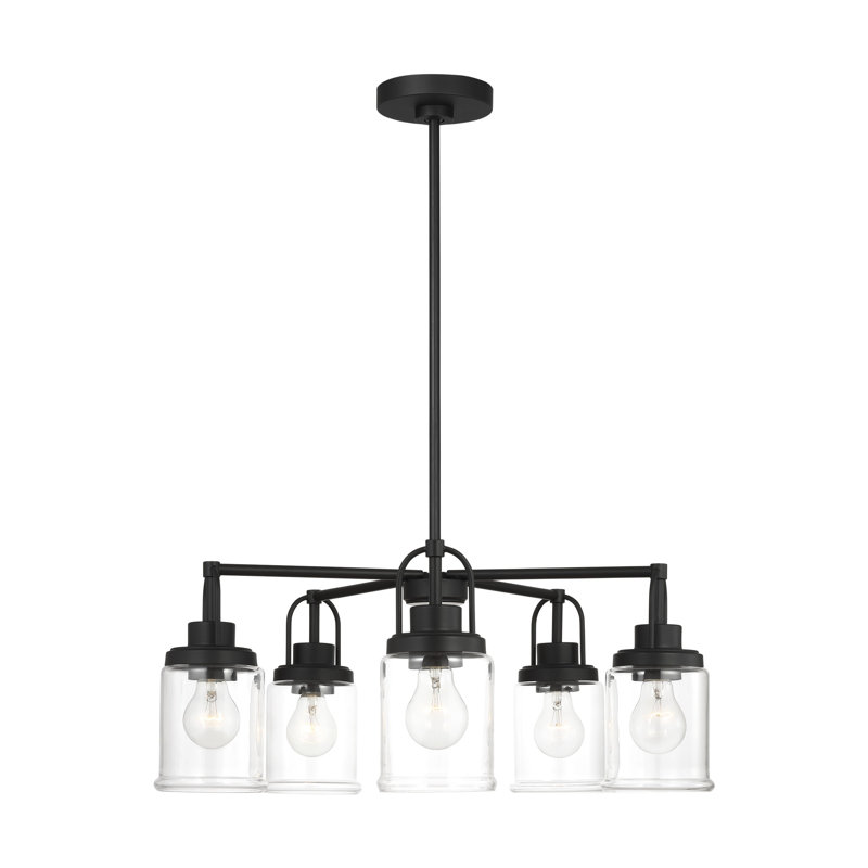 Anders 5 Light Dining Room Chandelier With Clear Shade, Midnight Black