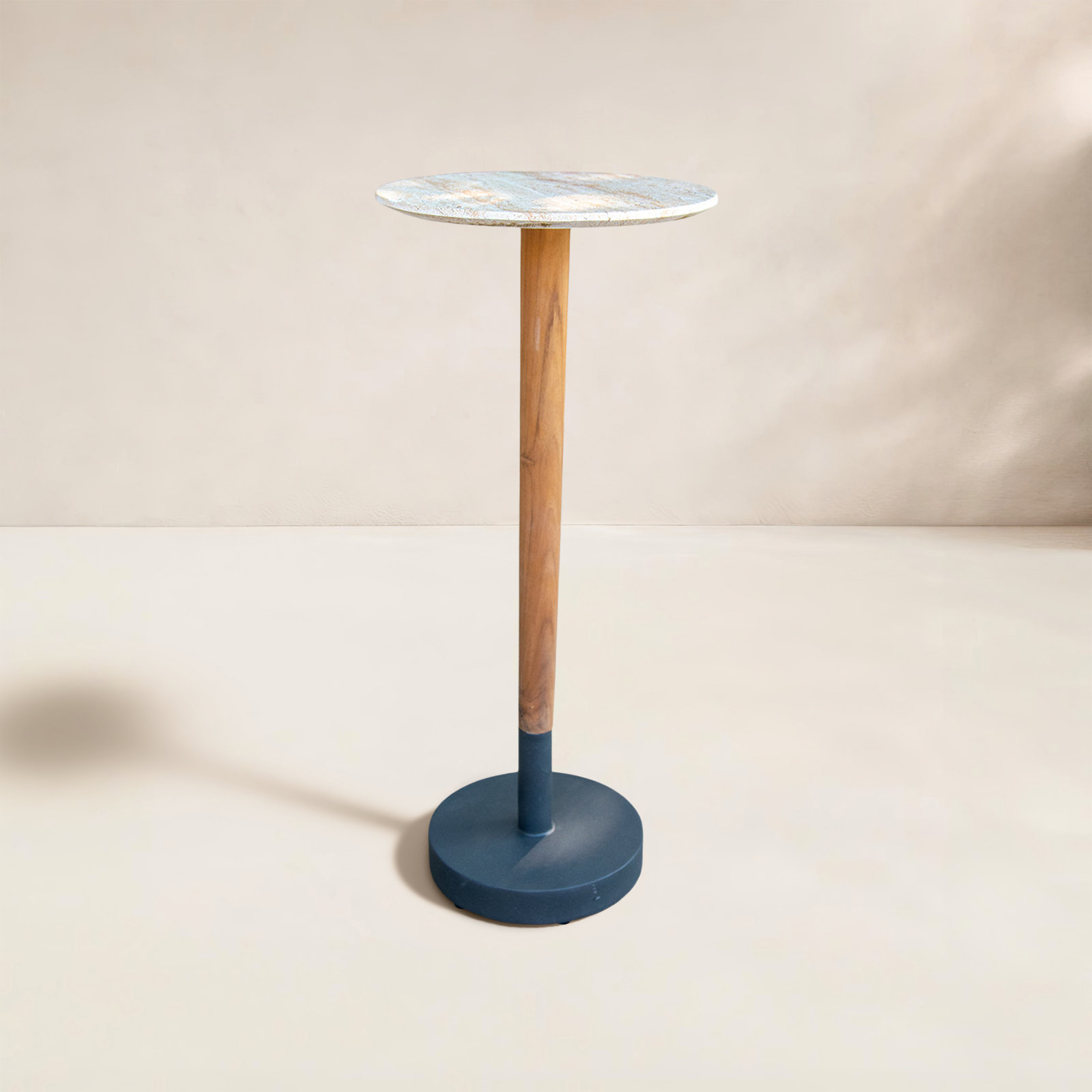 Teak & Marble Composite Cocktail Table, Tan