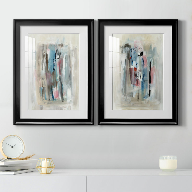 " Rain Shadow I " 2 - Pieces, Black Paper, White, 30" H x 22" W x 1" D
