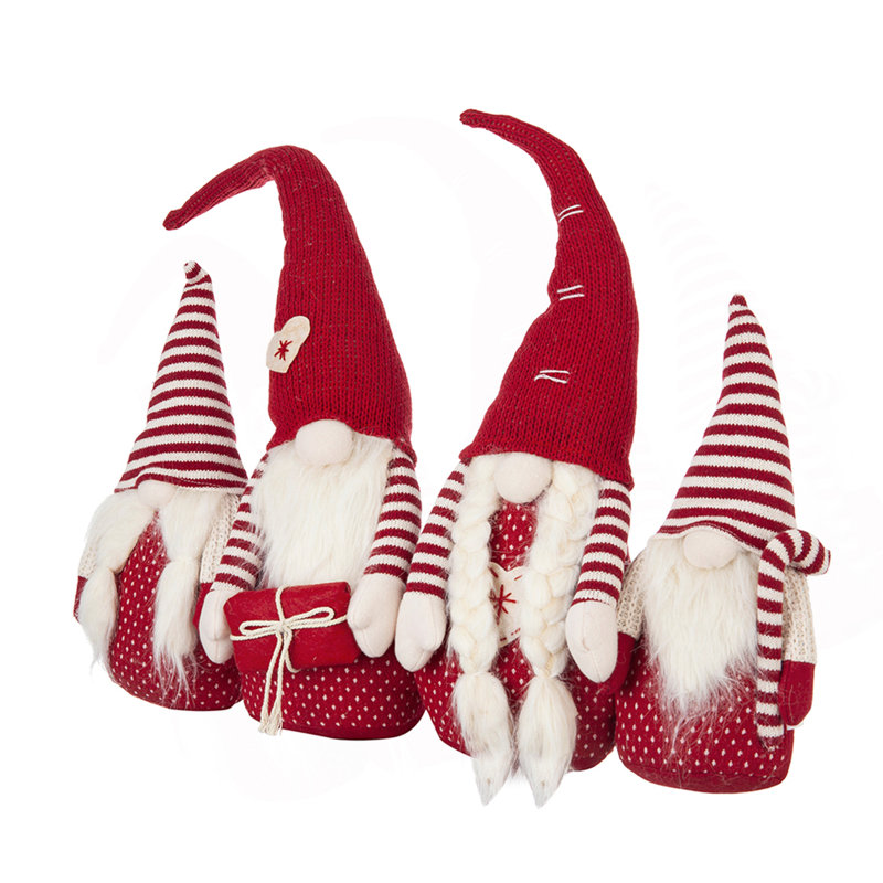 S / 4 - Décor de familles gnomes rouges 21,3 x 5,5 x 25,5 po