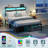 Full Bed Frame with LED Light and Charging Station, Metal Frame with Upholstered Headboard, Large Storage Space, No Box Spring Needed-1165570047-1169360611