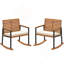 Ensemble de 2 chaises berçantes d'extérieur en bois d'acacia avec accoudoirs Outsunny, coussin, blanc crème