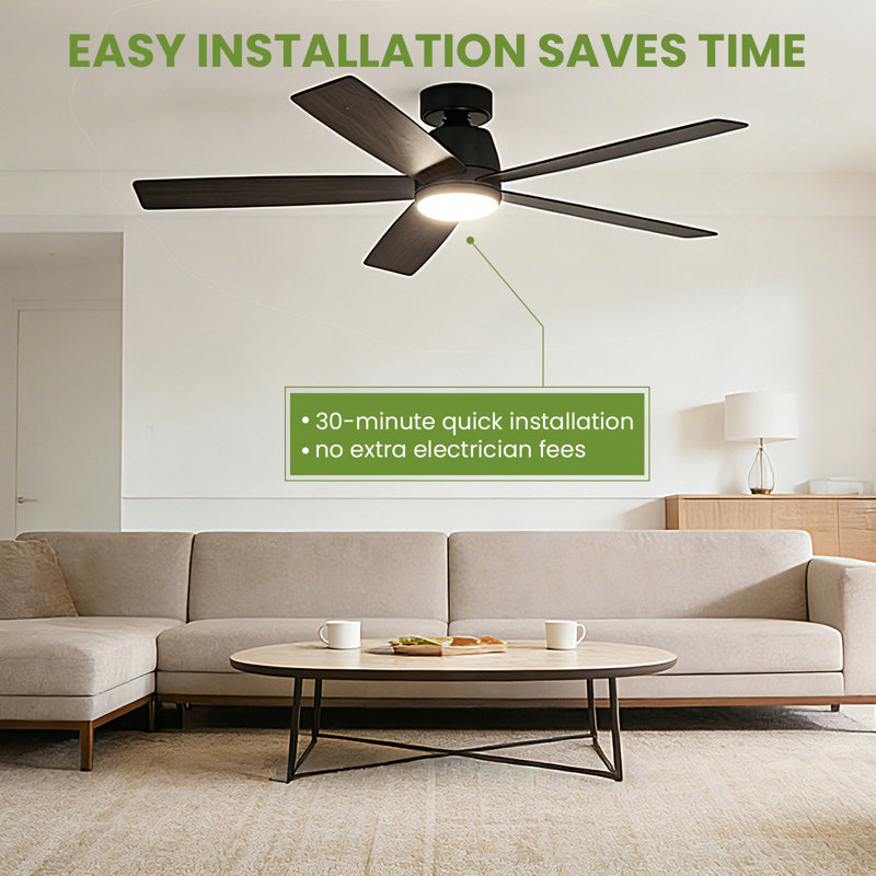 132cm Ceiling Fan, Black, Walnut