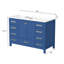 Meuble-lavabo autoportant 48 po avec comptoir 48 po, armoire de rangement en bois massif bleu