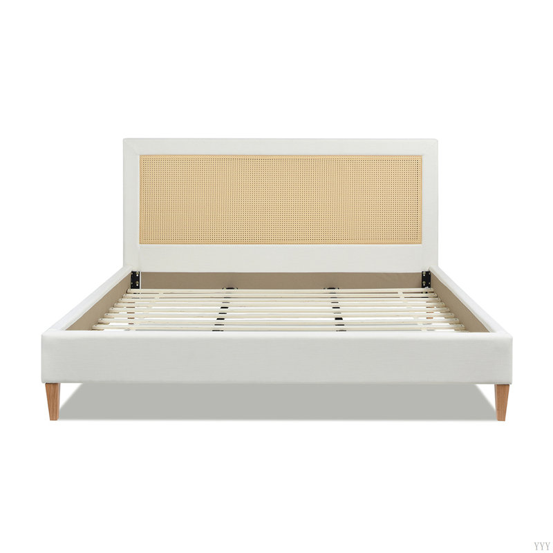 Haley Upholstered Cane-Back Platform Bed, King