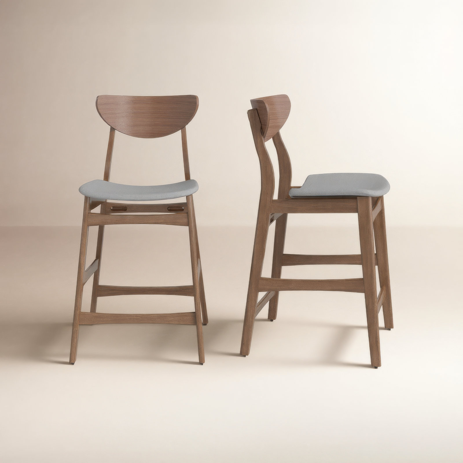 Fitz 24" Bar Stool, Dark Gray, Walnut