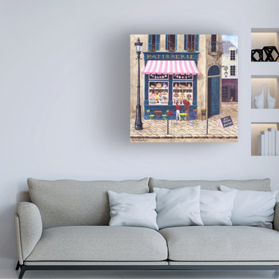 Wrapped Canvas Wall Art - Art Poulin 'Afternoon in Paris - Patisserie' Wall Art for Living Room, Bedroom, or Office Décor  - 35x35