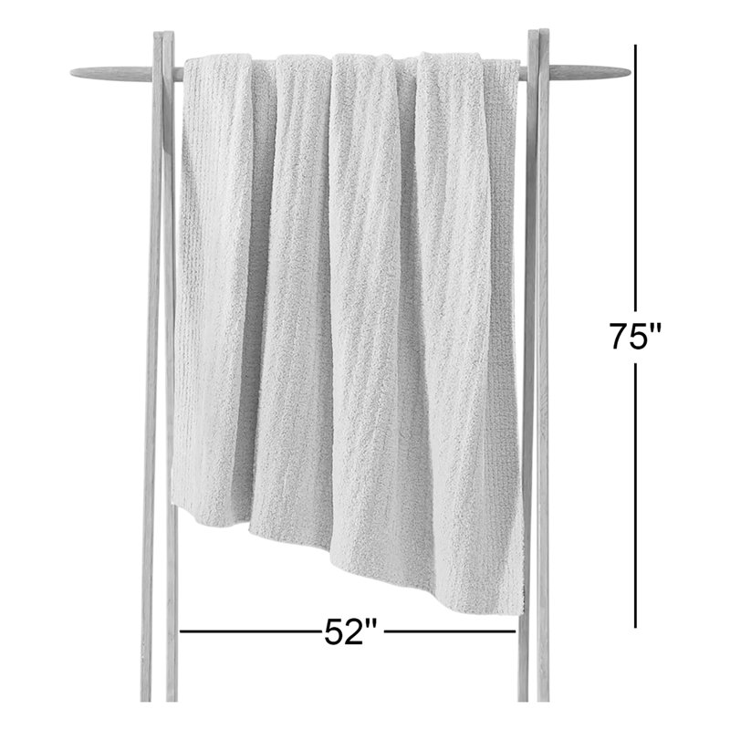 Ribbed Throw Blanket, Cloud Gray