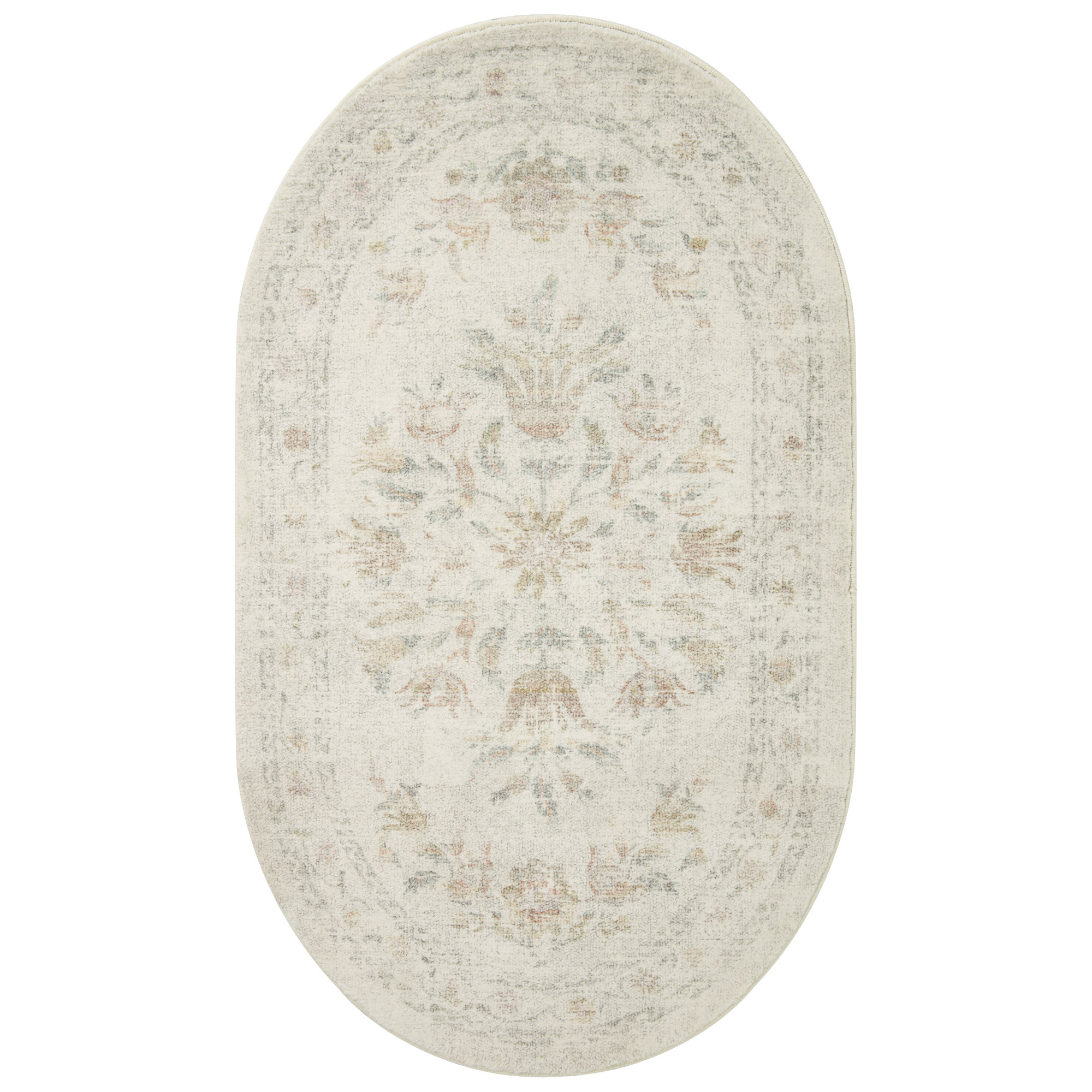 Rifle Paper Co. x Loloi Courtyard Yellow / Multi Area Rug feat. CloudPile, Oval 2'3" x 3'9"