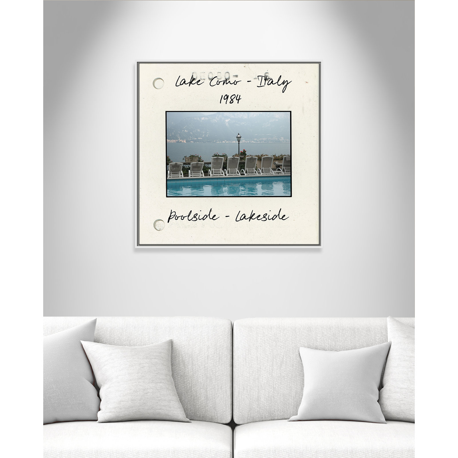 Travel Slide Collection "Lake Como, Italy" Print, White Floater Framed Canvas, 31.5" H x 31.5" W x 2" D