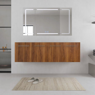 60 Inch Wall-mounted Bathroom Vanity Base With Soft Closing Doors