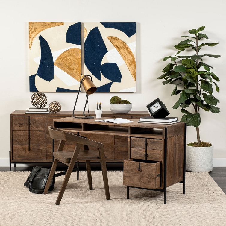 Dey 2 Piece Rectangular Writing Desk Office Set with Chair