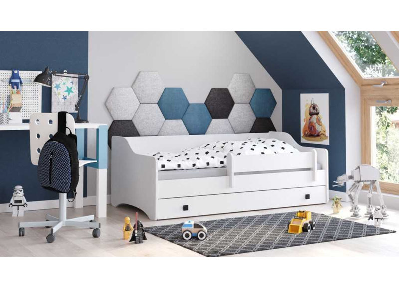Single bed Erik, European Toddler (80 x 180cm), White