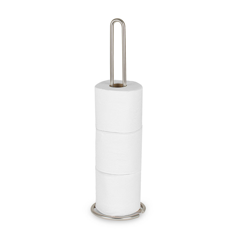 Porte-papier hygiénique sur pied, Nickel satiné