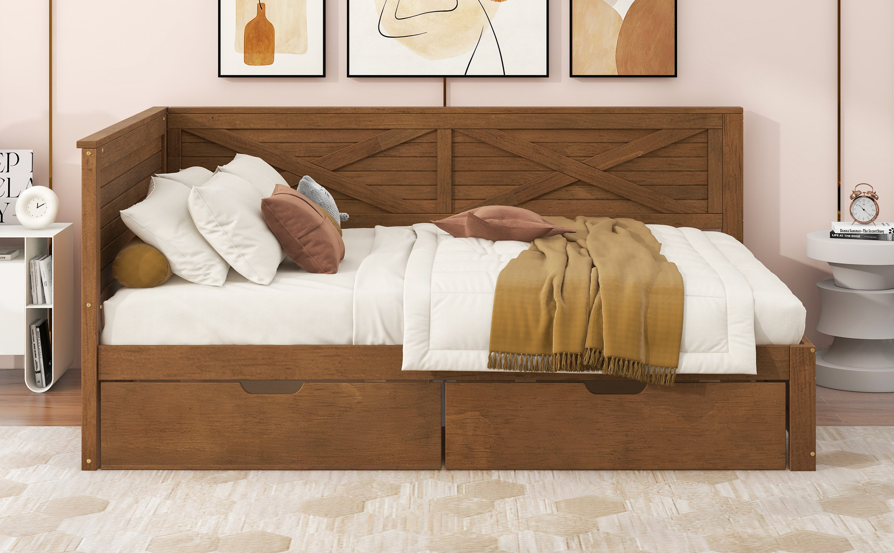 Gracie Oaks Twin Size Rustic Guardrail Wood Daybed | Wayfair