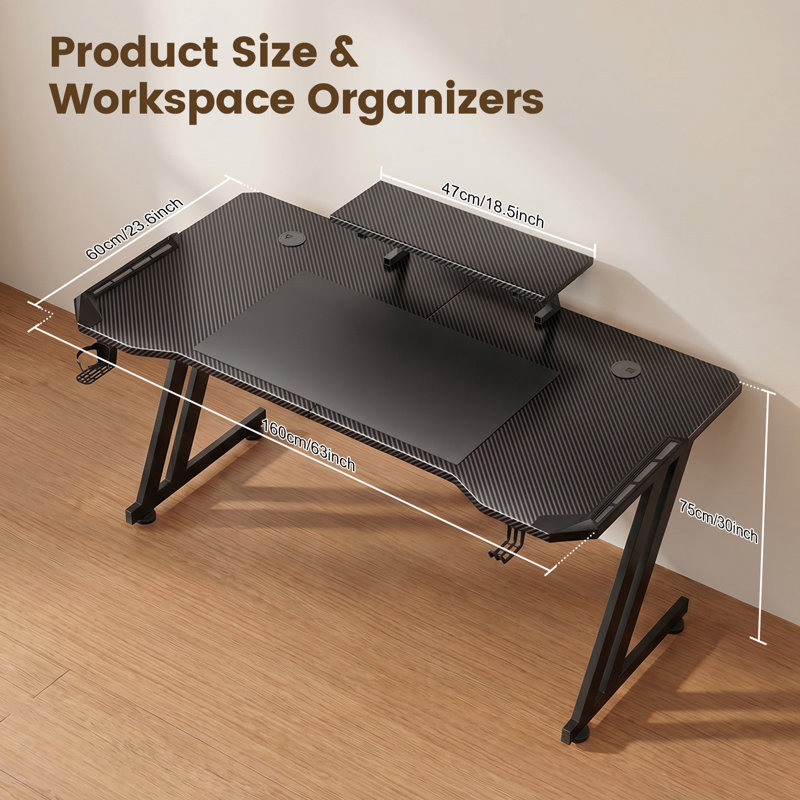 MDF Steel Computer Desk, 75cmH×160cmW×60cmD
