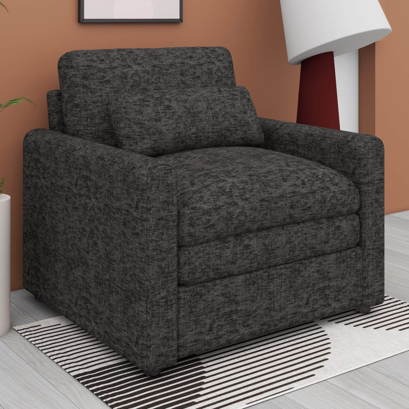Fauteuil moderne en tissu de chenille, chaises d'appoint confortables en nuage, canapé simple avec coussin double moelleux