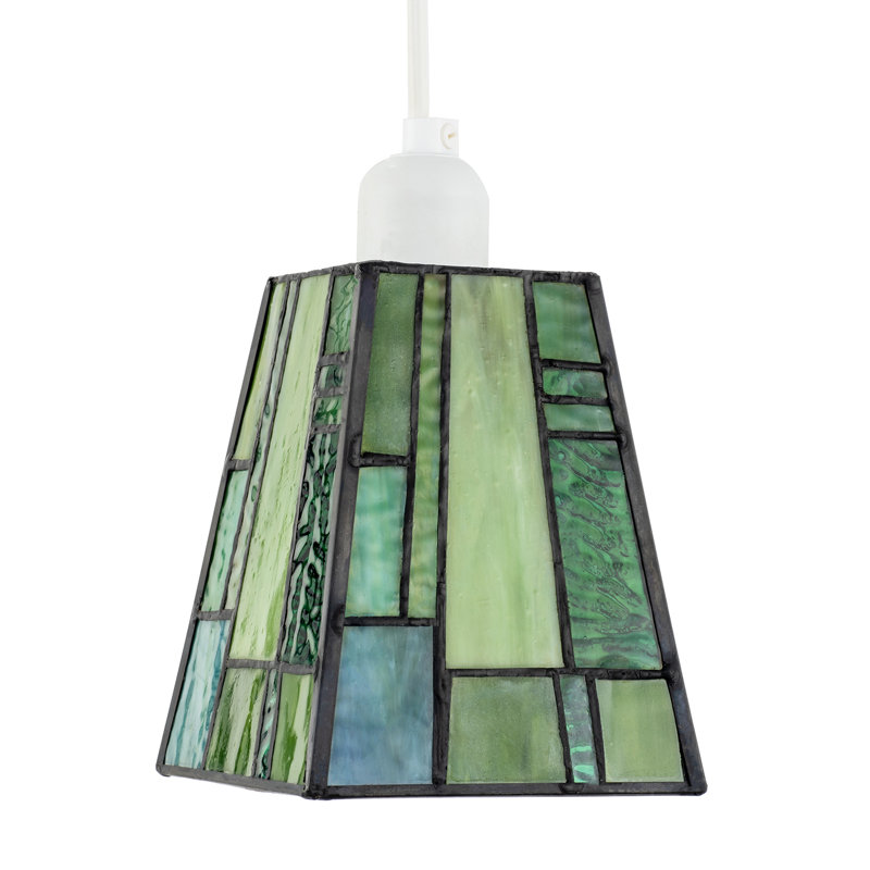 13cm H Glass Square Pendant Shade ( Screw On ), Green