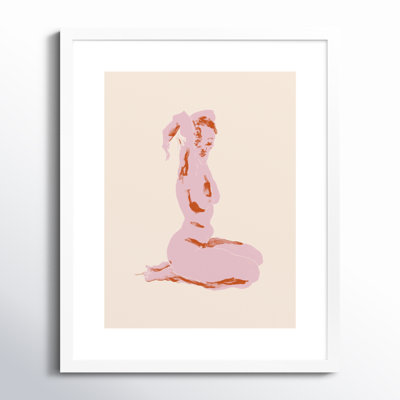 Nude With Arms Folded Over Her Head by Nantucket Wood Framed Wall Art Print