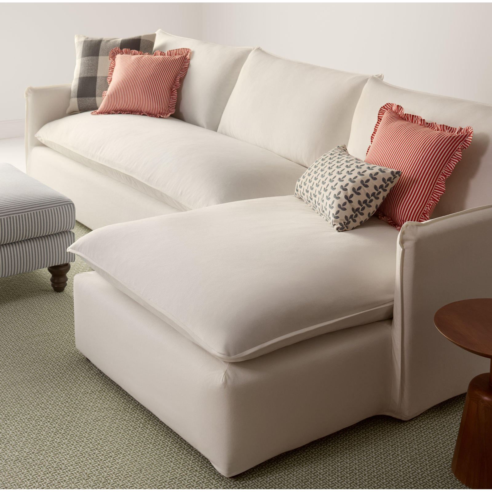 Bellatrix Sectional with Chaise, Bayou Off White Canvas, Right Hand Facing