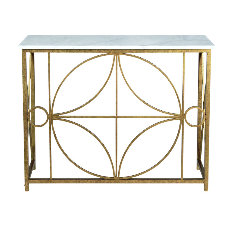 Rome Console Table, Royal Gold, Carrera Marble