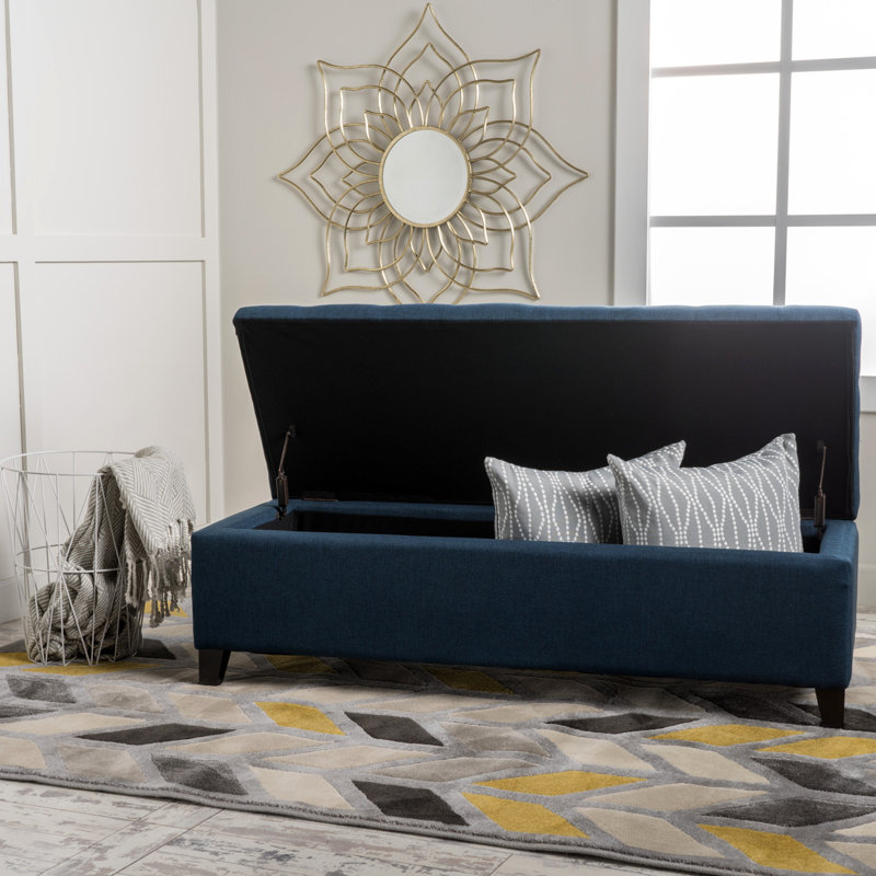 Banc de rangement avec repose-pieds, banc d'entrée, banc de bout de lit, repose-pieds pour chambre à coucher, bleu marine, 300 lb