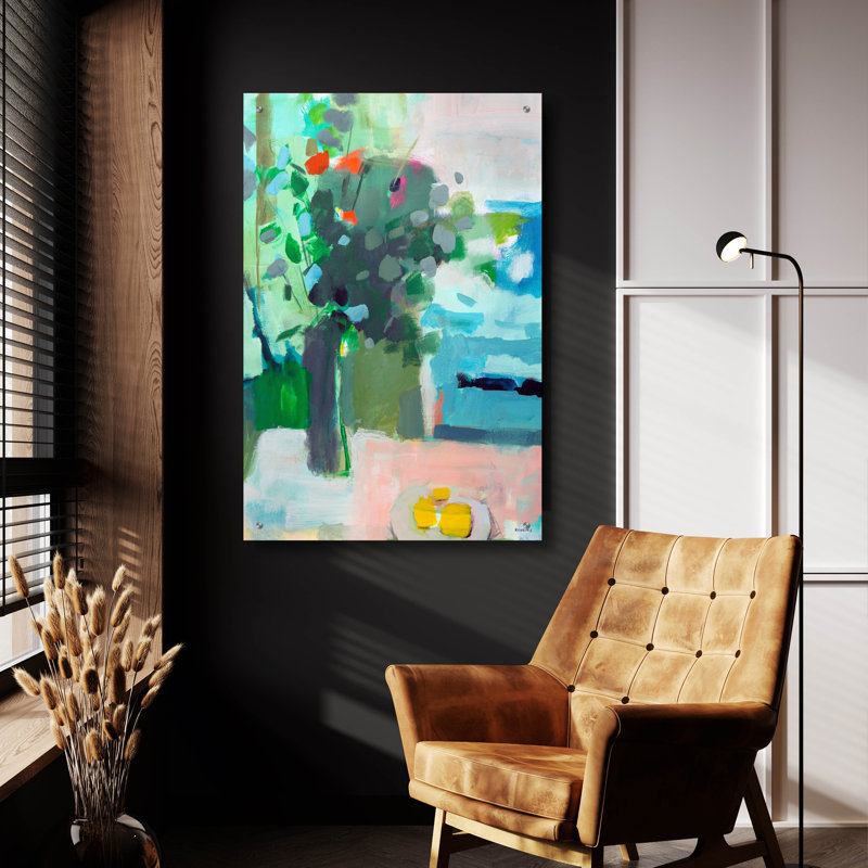 Art mural en verre épique 24 po x 36 po «Window by the Sea» par Kathleen Robbins, H 36 po x l 24 po