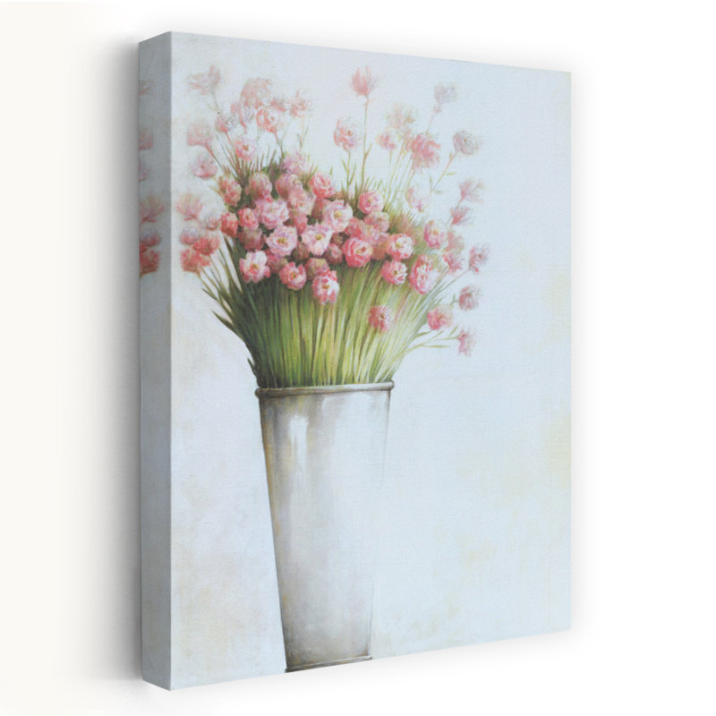 Art floral rose printanier rose, H 24 po x l 16 po