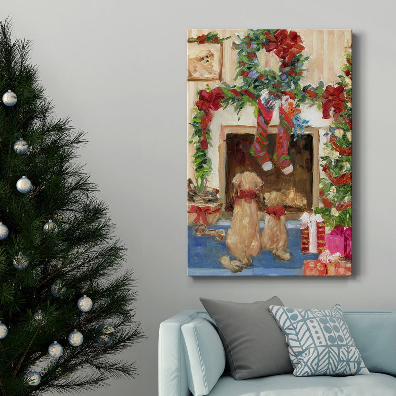 Père Noël - reproduction sur toile tendue, H 60 po x l 40 po x P 1 po