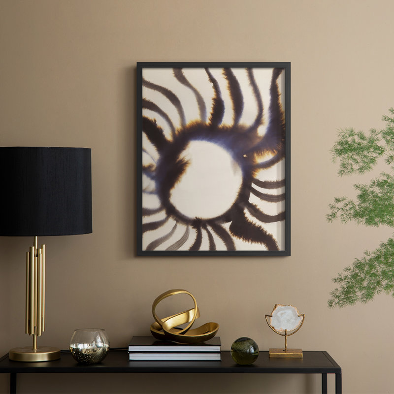 Inky Rays I, reproduction encadrée - bois massif, Noir, H 15 po x l 12 po