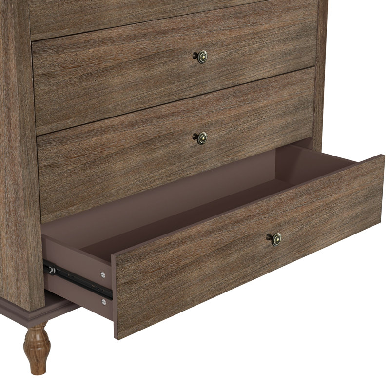 Crider avec 4 tiroirs et pieds robustes, Deep Rustic Brown